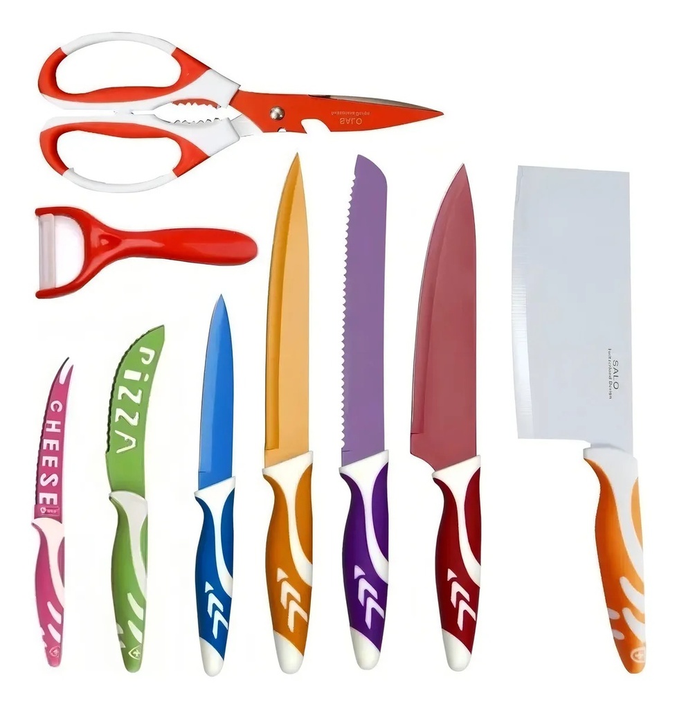 Juego de Cuchillos Salo Rojo 9 Piezas Acero Inoxidable Cocina