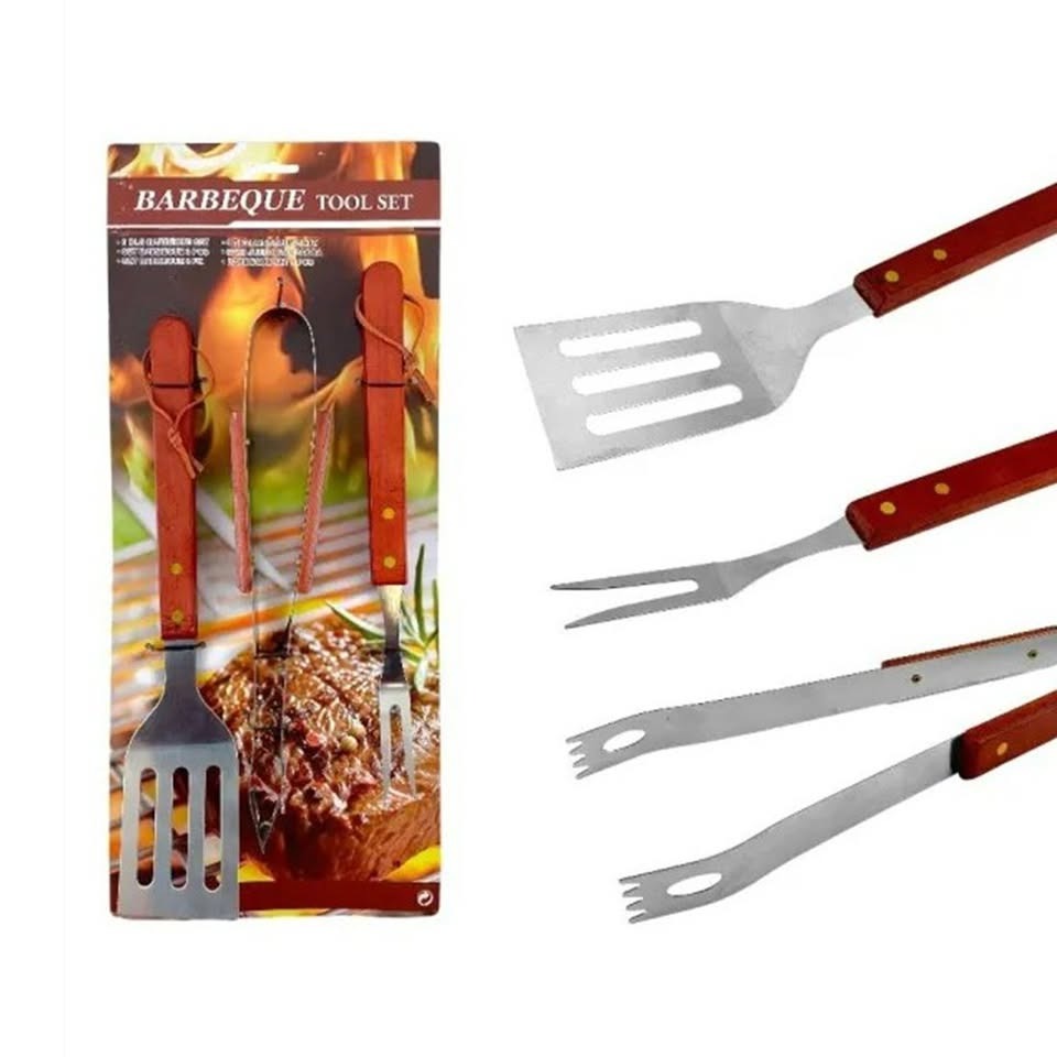 Set Parrillero 3 Piezas Parrilla Asador BBQ
