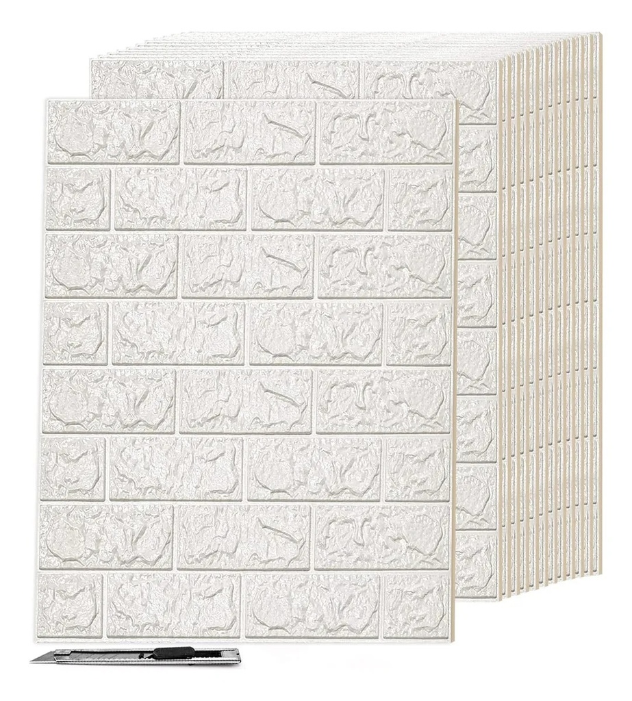 Pared Adhesiva 3d Papel Tapiz Vinil Efecto Ladrillo Blanco