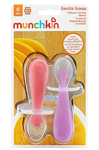 [usa_2cucharasmnina] Cucharas de silicona para bebés - 2 unidades - Color rosa y morado