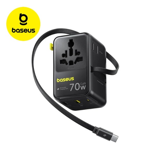 [Cargador/Adaptador de Viaje Baseus Enercore CG11 70W 6-1 USB-C PD y Cable Retráctil] Cargador/Adaptador de Viaje Baseus Enercore CG11 70W 6-1 USB-C PD y Cable Retráctil