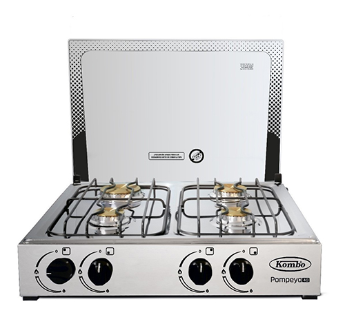 [KO-4Q001] Cocineta 100% Inoxidable De 4Q. Con Tapa De Vidrio Kombo